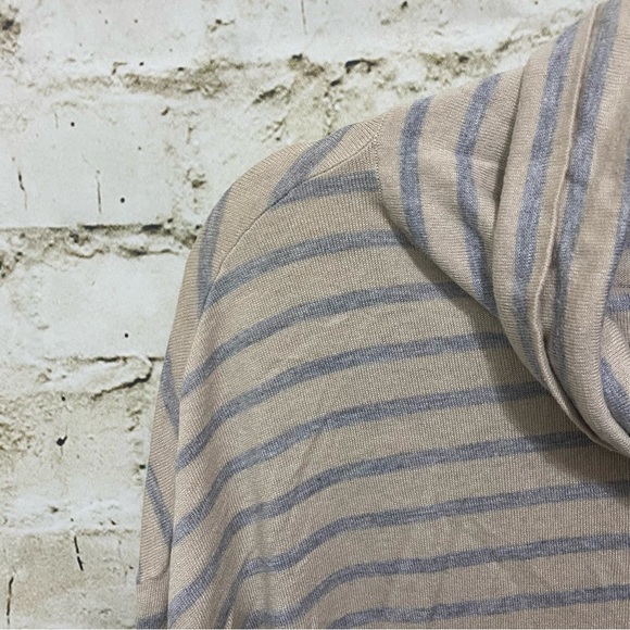Ann Taylor Beige Gray Striped Cashmere Blend Cowl Neck Knit Top - Picture 2 of 5